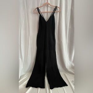 Free People Sleek Black V-Neck Jumpsuit